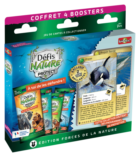 Coffret 4 booster Défis Nature Protect : coffret Orque et Requin