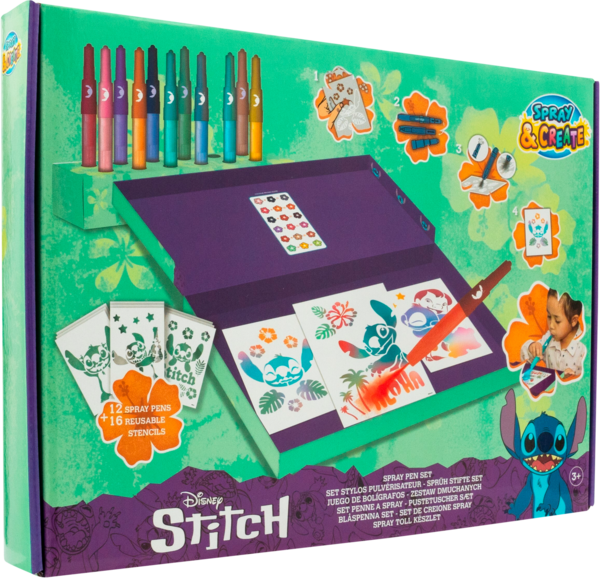 Coffret de 12 feutres souffleurs et accessoires Stitch 