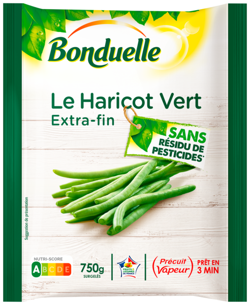 HARICOTS VERTS EXTRA-FINS SANS RÉSIDU DE PESTICIDES SURGELÉS 
