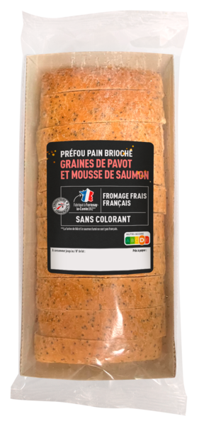 PRÉFOU BRIOCHÉ AUX GRAINES DE PAVOT ET MOUSSE DE SAUMON 
