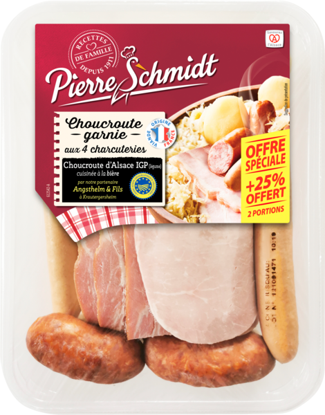 CHOUCROUTE GARNIE
AUX 4 CHARCUTERIES 
PIERRE SCHMIDT