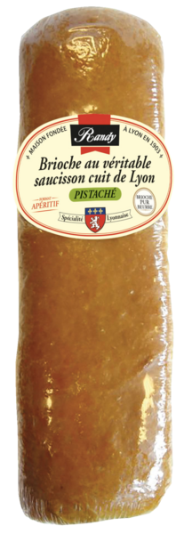 BRIOCHE AU VÉRITABLE SAUCISSON CUIT DE LYON AUX PISTACHE
