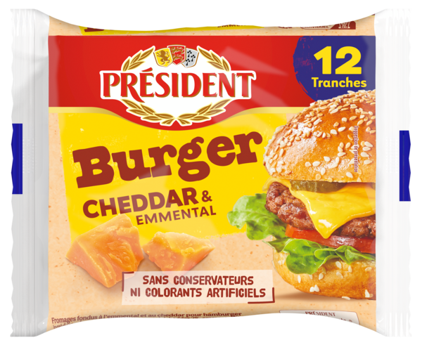 TRANCHES BURGER EMMENTAL CHEDDAR 
