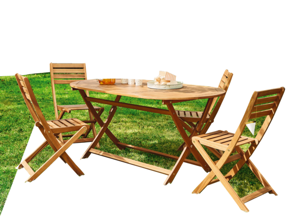 SET PLIANT 5 PIECES EN BOIS 