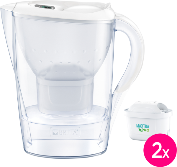 CARAFE FILTRANTE MARELLA BLANCHE + 2 CARTOUCHES 
