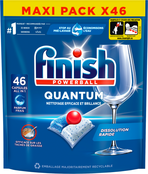 TABLETTES LAVE-VAISSELLE QUANTUM ALL IN 1 PARFUM FRAIS X46
