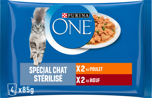 SACHETS REPAS CHAT STÉRILISÉ POULET ET BŒUF
