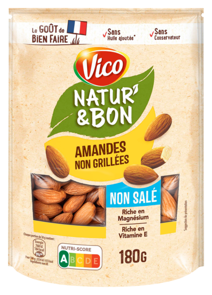 NATUR' & BON NON SALÉ  AMANDES NON GRILLÉES
