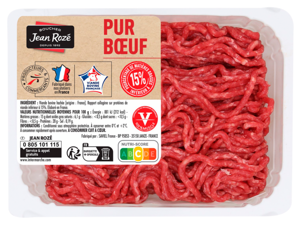 VIANDE BOVINE : HACHÉ VRAC 15% MG 
