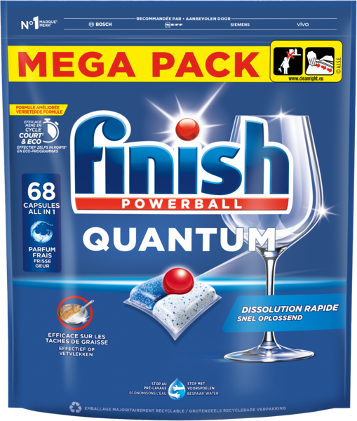 CAPSULES LAVE VAISSELLE POWERBALL QUANTUM X68 PARFUM FRAIS
