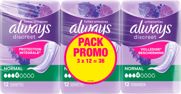 SERVIETTES POUR FUITES URINAIRES PROTECTION INTÉGRALE NORMAL 3X12
Intermarché Tout votre magasin contre la vie chère