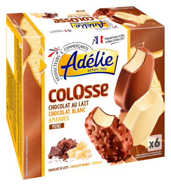 MINI COLOSSE GLACÉ CHOCOLAT AU LAIT, CHOCOLAT BLANC, AMANDES
