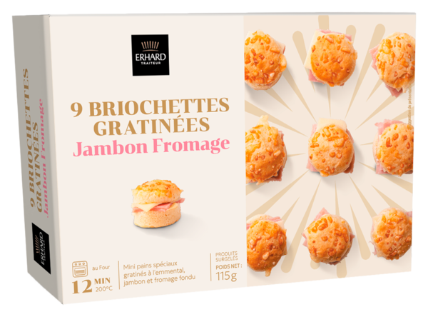 BRIOCHETTES GRATINÉES JAMBON FROMAGE SURGELÉES 
