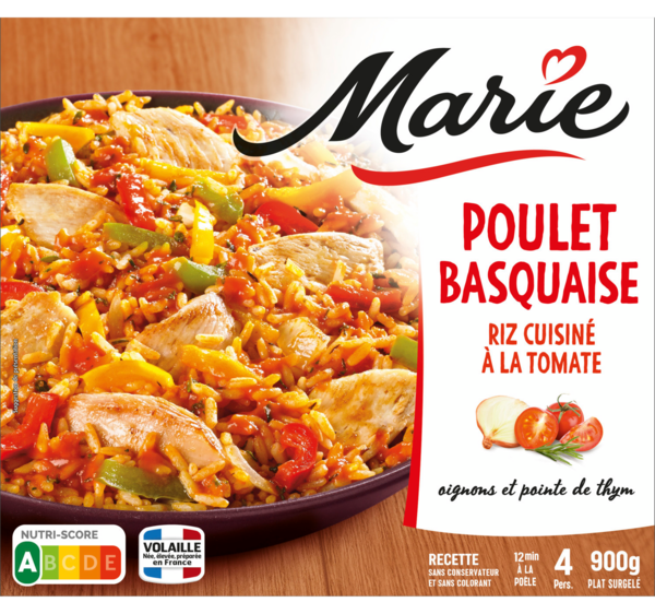 POULET BASQUAISE TOMATE OIGNONS THYM SURGELÉ 
