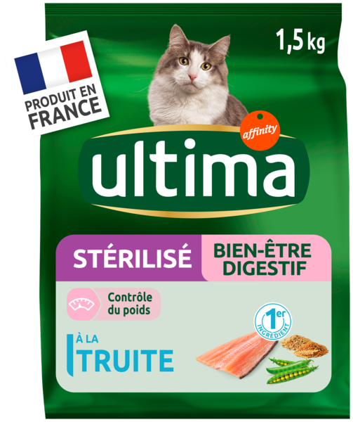 CROQUETTES CHAT STÉRILISÉ BIEN-ÊTRE DIGESTIF À LA TRUITE
