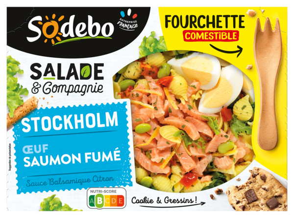 SALADE & COMPAGNIE STOCKHOLM  PÂTES ŒUFS, CRUDITÉS ET TARTARE DE SAUMON 
