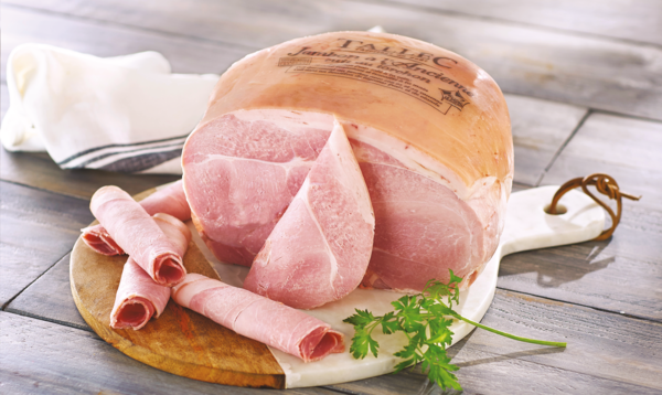 JAMBON A L'ANCIENNE AVEC COUENNE CUIT AU TORCHON 
