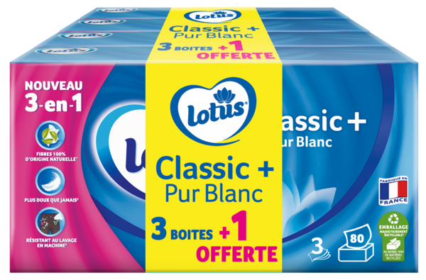 BOÎTE MOUCHOIRS CLASSIC X3 + 1 BOÎTE OFFERTE
