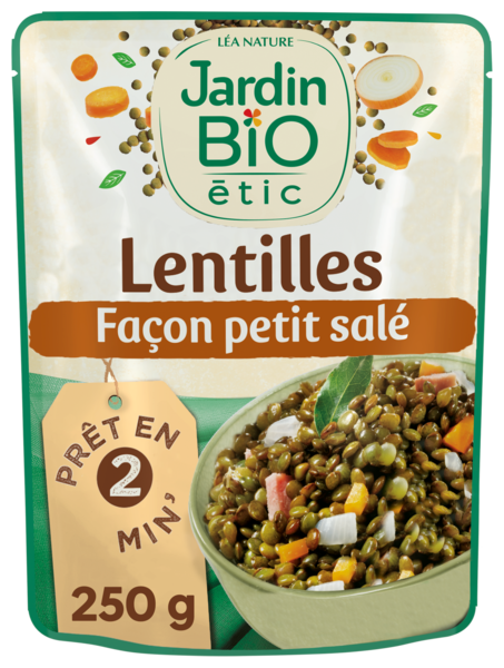SACHET EXPRESS  LENTILLES FAÇON PETIT SALÉ, SAVEURS DU TERROIR, BIO
