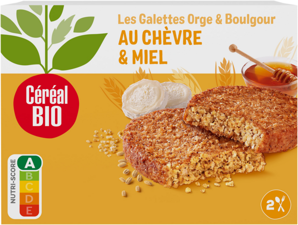 GALETTES BIO ORGE & BOULGOUR AU CHÈVRE &  MIEL
