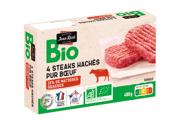 4 STEAKS HACHÉS PUR BŒUF BIO SURGELÉS
Intermarché 34% en avantage carte sur une sélection de produits