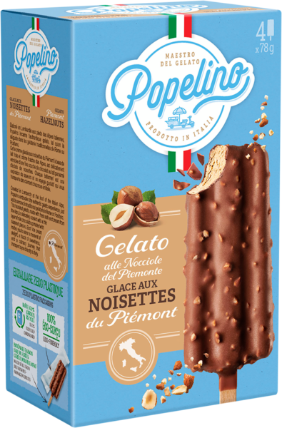 BÂTONNET DE GLACE AUX NOISETTES DU PIÉMOND ENROBAGE CHOCOLAT NOISETTE
