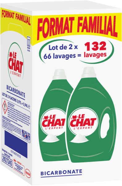 LESSIVE LIQUIDE L'EXPERT BICARBONATE 2X66 LAVAGES
