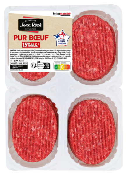 VIANDE BOVINE : 8 STEAKS HACHÉS 15% MG
Intermarché Toutes et tous unis contre la vie chère