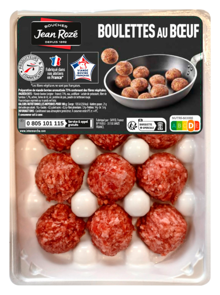 BOULETTES AU BŒUF NATURE - PRÉPARATION DE VIANDE BOVINE (73%) ET DE FIBRES VÉGÉTALES
Intermarché Toutes et tous unis contre la vie chère