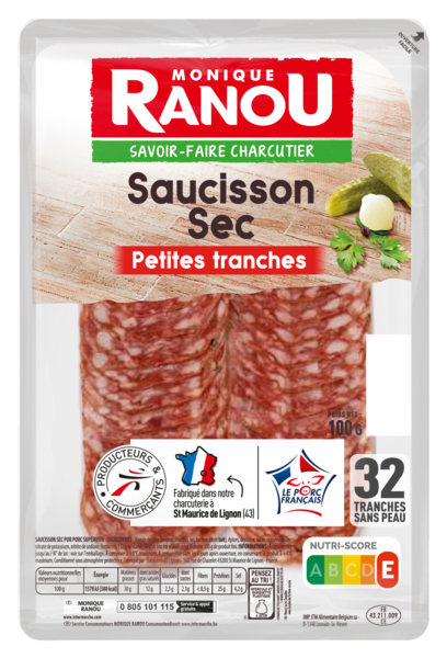 SAUCISSON SEC 32 PETITES TRANCHES 
