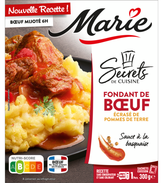 FONDANT DE BŒUF ÉCRASÉ DE POMMES DE TERRE SAUCE À LA BASQUAISE 
