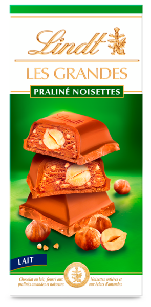 TABLETTE DE CHOCOLAT LES GRANDES LAIT PRALINÉ NOISETTES
