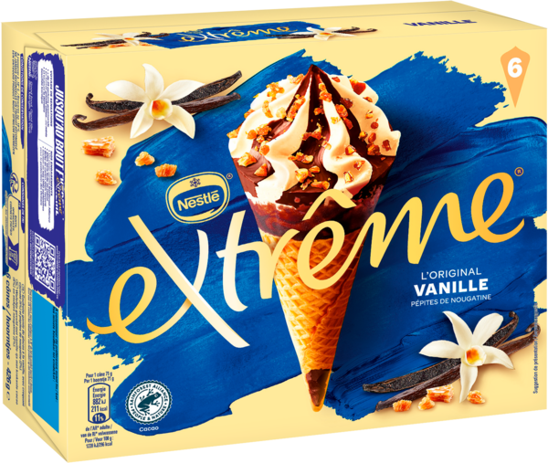 CÔNES  VANILLE PÉPITES DE NOUGATINE X6
