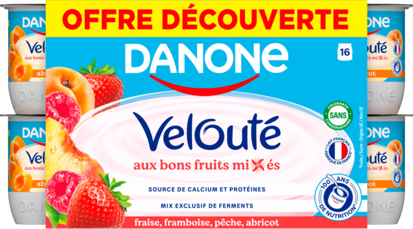 YAOURT VELOUTÉ FRUIX AUX FRUITS PANACHÉS EN OFFRE DÉCOUVERTE 
