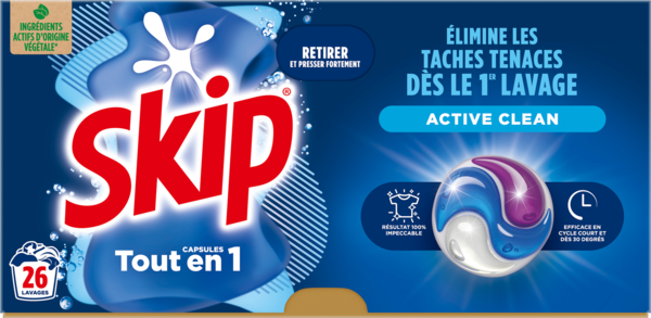LESSIVE CAPSULES TOUT EN 1 ACTIVE CLEAN X26
