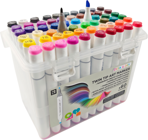 60 MARQUEURS PERMANENTS DOUBLE POINTE 
