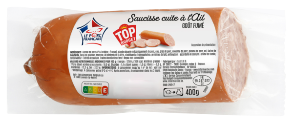 SAUCISSE CUITE À L'AIL GOÛT FUMÉ 
