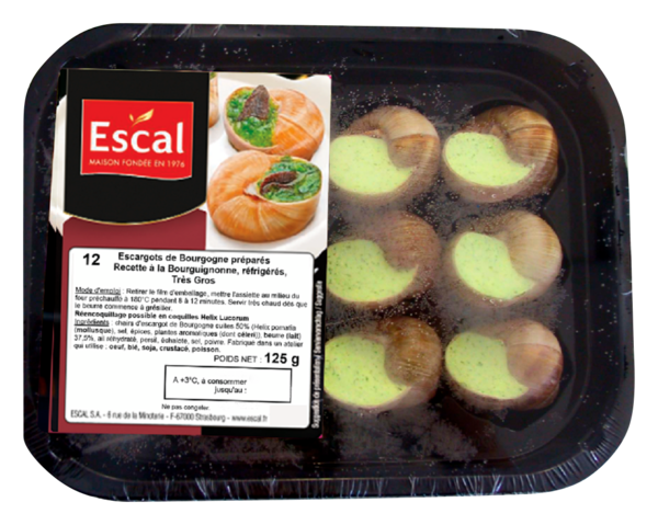 12 ESCARGOTS RECETTE À LA BOURGUIGNONNE HELIX POMATIA CALIBRE TRÈS GROS 