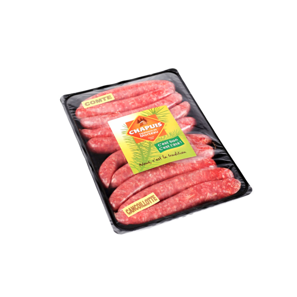 5 SAUCISSES AU COMTÉ AOP + 5 SAUCISSES À LA CANCOILLOTTE 

